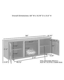 Crosley Furniture Silas 58in Low-Profile TV Stand W/Fireplace Home -Crosley Sales Store 3050261769 RLLD 3