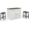 Crosley Furniture Clifton Kitchen Island W/Uph Saddle Stools- Kitchen Island & 2 Stools Home