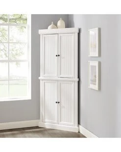 Crosley Furniture Shoreline Tall Corner Pantry- 2 Stackable Pantries Home