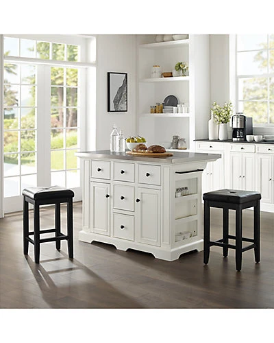 Crosley Julia Island W/Uph Square Stools Home 2 Crosley Julia Island W/Uph Square Stools Home - Image 2