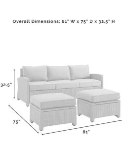 Crosley Bradenton 3Pc Outdoor Wicker Sofa Set Home -Crosley Sales Store 3070026204 RLLD 4