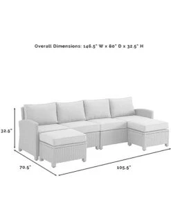 Crosley Bradenton 4Pc Outdoor Wicker Sectional Set Home -Crosley Sales Store 3070026212 RLLD 4