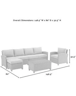 Crosley Bradenton 5Pc Outdoor Wicker Sectional Set Home -Crosley Sales Store 3070026228 RLLD 4