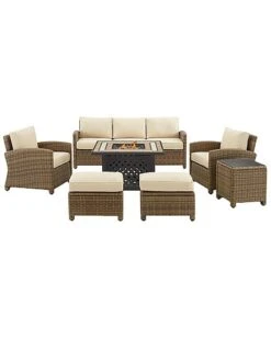 Crosley Bradenton 6Pc Outdoor Wicker Sofa Set W/Fire Table Home