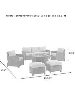 Crosley Bradenton 6Pc Outdoor Wicker Sofa Set W/Fire Table Home -Crosley Sales Store 3070026233 RLLD 4
