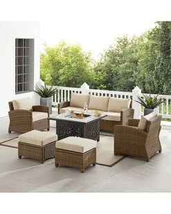 Crosley Bradenton 6Pc Outdoor Wicker Sofa Set W/Fire Table Home -Crosley Sales Store 3070026233 RLLD 6