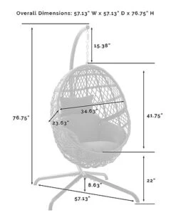 Crosley Tess Indoor/Outdoor Wicker Hanging Egg Chair Home -Crosley Sales Store 3070285716 RLLD 3