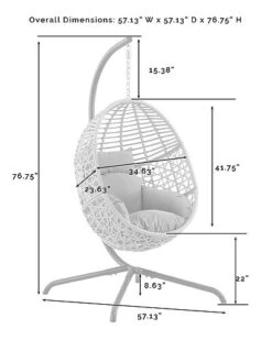 Crosley Lorelei Indoor/Outdoor Wicker Hanging Egg Chair Home -Crosley Sales Store 3070285717 RLLD 3