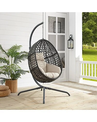 Crosley Calliope Indoor/Outdoor Wicker Hanging Egg Chair Home 2 Crosley Calliope Indoor/Outdoor Wicker Hanging Egg Chair Home - Image 2