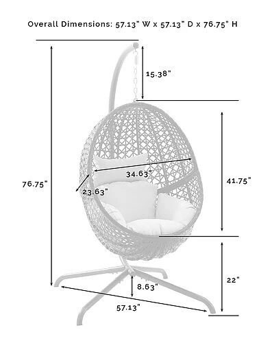 Crosley Calliope Indoor/Outdoor Wicker Hanging Egg Chair Home 3 Crosley Calliope Indoor/Outdoor Wicker Hanging Egg Chair Home - Image 3