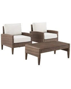Crosley Capella Outdoor Wicker 3pc Chair Set Home