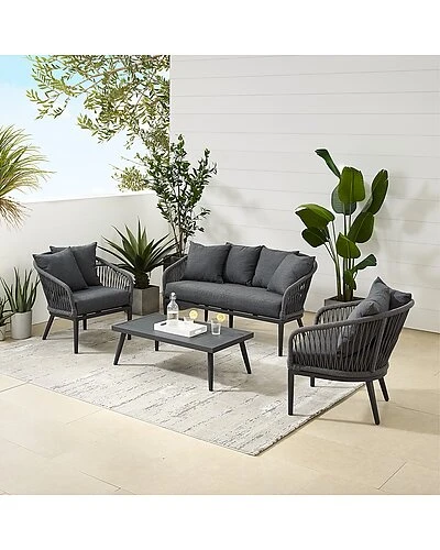 Crosley Dover 4pc Outdoor Rope Conversation Set Home 2 Crosley Dover 4pc Outdoor Rope Conversation Set Home - Image 2