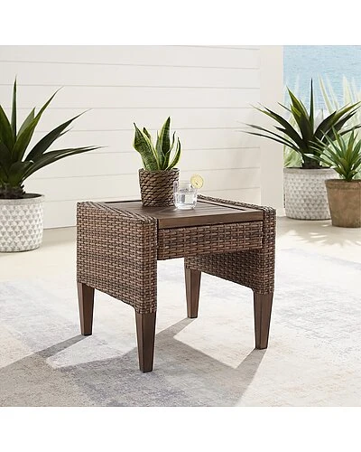 Crosley Capella Outdoor Wicker Side Table Home 2 Crosley Capella Outdoor Wicker Side Table Home - Image 2