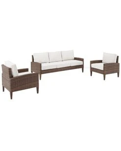 Crosley Capella Outdoor Wicker 3pc Sofa Set Home