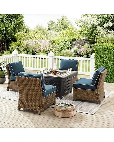 Crosley Furniture Bradenton 5Pc Outdoor Wicker Conversation Set W/Fire Table- Tucson Fire Table & 4 Armless Chairs Home 2 Crosley Furniture Bradenton 5Pc Outdoor Wicker Conversation Set W/Fire Table- Tucson Fire Table & 4 Armless Chairs Home - Image 2