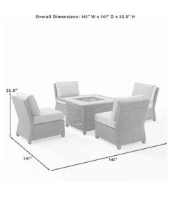 Crosley Furniture Bradenton 5Pc Outdoor Wicker Conversation Set W/Fire Table- Tucson Fire Table & 4 Armless Chairs Home -Crosley Sales Store 3070334302 RLLD 3