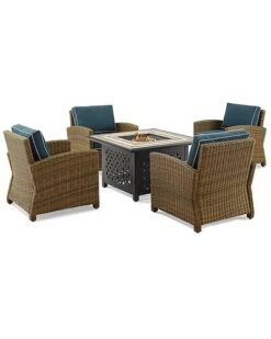 Crosley Furniture Bradenton 5Pc Outdoor Wicker Conversation Set W/Fire Table- Tucson Fire Table & 4 Armchairs Home