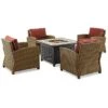 Crosley Furniture Bradenton 5Pc Outdoor Wicker Conversation Set W/Fire Table- Tucson Fire Table & 4 Armchairs Home