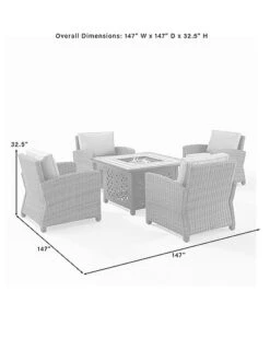 Crosley Furniture Bradenton 5Pc Outdoor Wicker Conversation Set W/Fire Table- Tucson Fire Table & 4 Armchairs Home -Crosley Sales Store 3070334306 RLLD 3