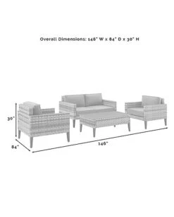 Crosley Furniture Prescott 4Pc Outdoor Wicker Conversation Set Home -Crosley Sales Store 3070334366 RLLD 3