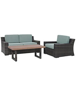 Crosley Beaufort 3pc Outdoor Wicker Conversation Set Home