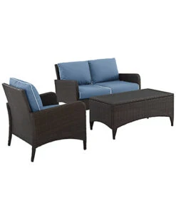 Crosley Kiawah 3pc Outdoor Wicker Conversation Set Home