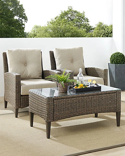 Crosley Rockport Outdoor Wicker 3Pc Coffee Table Set Home 2 Crosley Rockport Outdoor Wicker 3Pc Coffee Table Set Home - Image 2